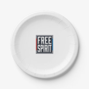 Vintage Patriotic Free Spirit Box Graphic Design_1 Paper Plate