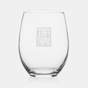 Vintage Patriotic Free Spirit Box Graphic Design_1 Stemless Wine Glass