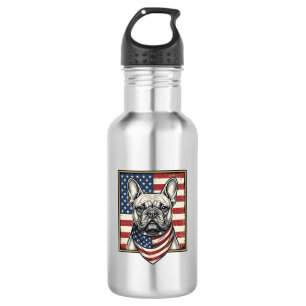 Vintage Patriotic French Bulldog Flag 532 Ml Water Bottle