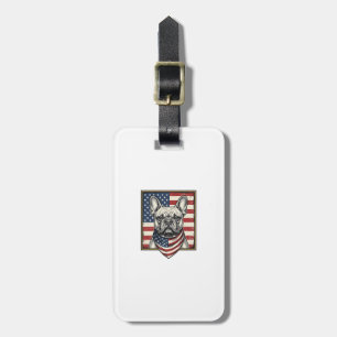 Vintage Patriotic French Bulldog Flag Luggage Tag