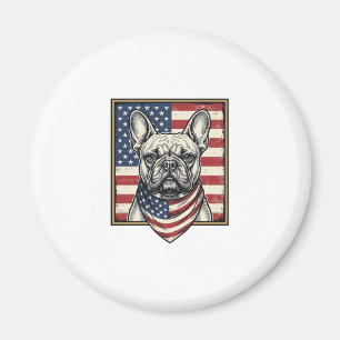 Vintage Patriotic French Bulldog Flag Magnet
