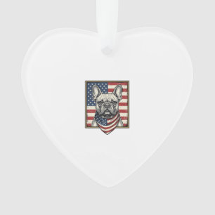 Vintage Patriotic French Bulldog Flag Ornament