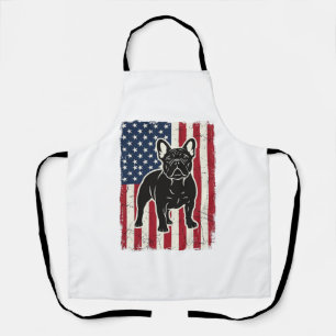 Vintage Patriotic French Bulldog Flag Shirt_1 Apron
