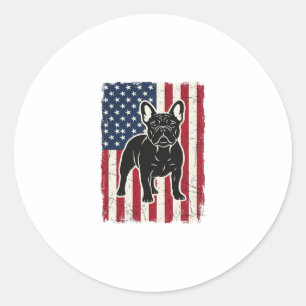 Vintage Patriotic French Bulldog Flag Shirt_1 Classic Round Sticker