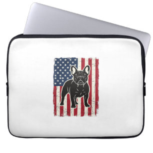 Vintage Patriotic French Bulldog Flag Shirt_1 Laptop Sleeve