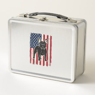 Vintage Patriotic French Bulldog Flag Shirt_1 Metal Lunch Box
