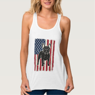 Vintage Patriotic French Bulldog Flag Shirt_1 Singlet