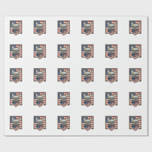 Vintage Patriotic French Bulldog Flag Wrapping Paper