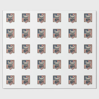 Vintage Patriotic French Bulldog Flag Wrapping Paper
