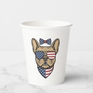 Vintage Patriotic French Bulldog Vector Art_1 Paper Cups
