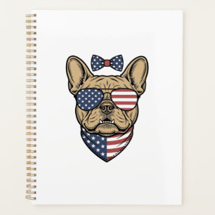 Vintage Patriotic French Bulldog Vector Art_1 Planner