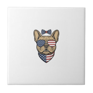 Vintage Patriotic French Bulldog Vector Art_1 Tile