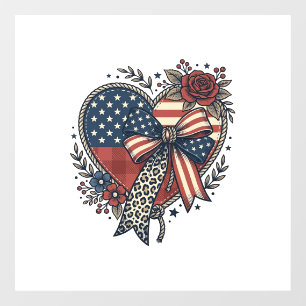Vintage Patriotic Heart Bow Floral Shirt Design_1