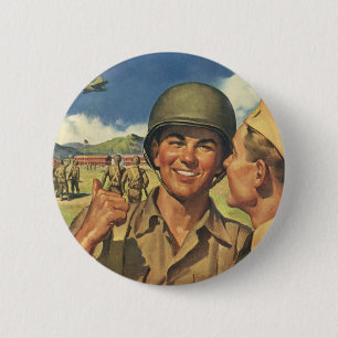 Vintage Patriotic Heroes, Military Aeroplane Men 6 Cm Round Badge