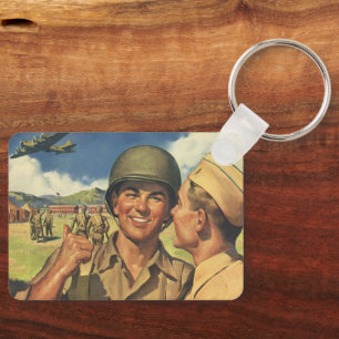 Vintage Patriotic Heroes, Military Aeroplane Men Key Ring