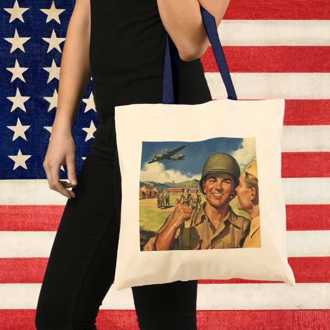 Vintage Patriotic Heroes, Military Aeroplane Men Tote Bag (Creator Uploaded)