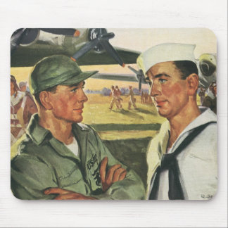 Vintage Patriotic Heroes, Military Men in Uniform Mouse Pad