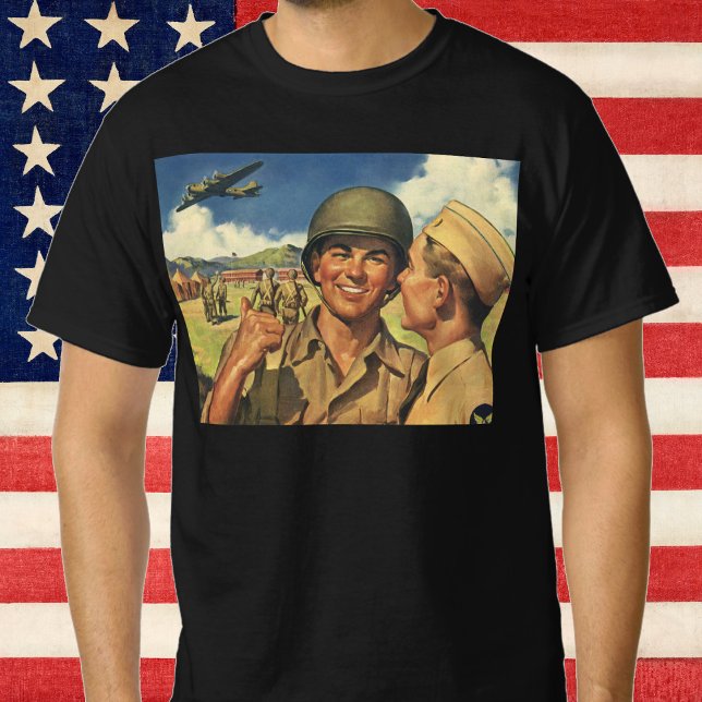 Vintage Patriotic Heroes, Military Personnel Plane T-Shirt (Creator Uploaded)