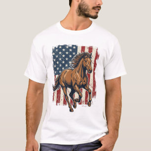 Vintage Patriotic Horse Flag Vector Shirt Design_1