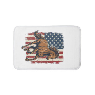 Vintage Patriotic Horse Flag Vector Shirt Design_1 Bath Mat