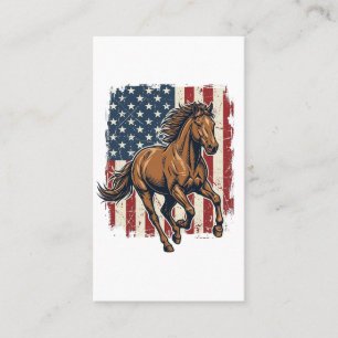 Vintage Patriotic Horse Flag Vector Shirt Design_1 Business Card