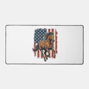 Vintage Patriotic Horse Flag Vector Shirt Design_1 Desk Mat
