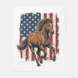 Vintage Patriotic Horse Flag Vector Shirt Design_1 Fleece Blanket