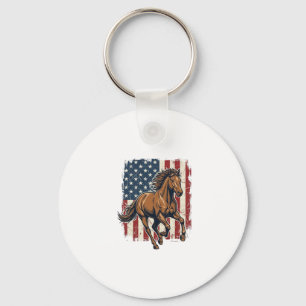 Vintage Patriotic Horse Flag Vector Shirt Design_1 Key Ring