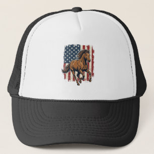 Vintage Patriotic Horse Flag Vector Shirt Design_1 Trucker Hat