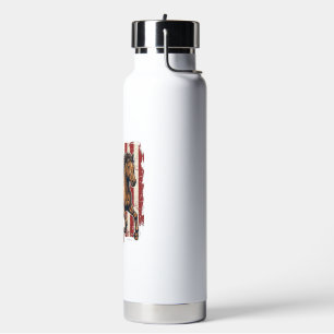 Vintage Patriotic Horse Flag Vector Shirt Design_1 Water Bottle