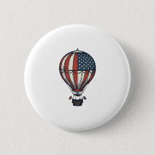 Vintage Patriotic Hot Air Balloon Shirt Design_1 6 Cm Round Badge