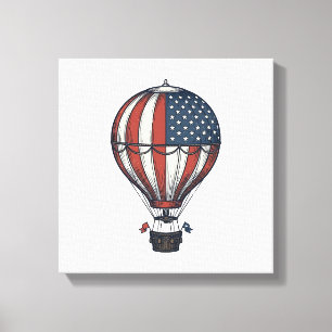 Vintage Patriotic Hot Air Balloon Shirt Design_1 Canvas Print