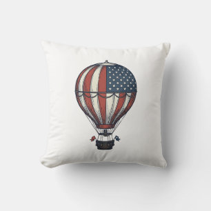 Vintage Patriotic Hot Air Balloon Shirt Design_1 Cushion
