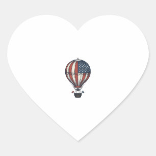 Vintage Patriotic Hot Air Balloon Shirt Design_1 Heart Sticker
