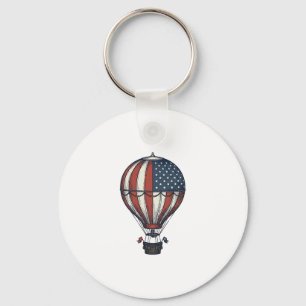 Vintage Patriotic Hot Air Balloon Shirt Design_1 Key Ring