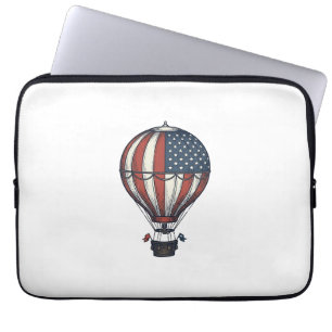 Vintage Patriotic Hot Air Balloon Shirt Design_1 Laptop Sleeve