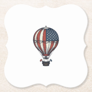 Vintage Patriotic Hot Air Balloon Shirt Design_1 Paper Coaster