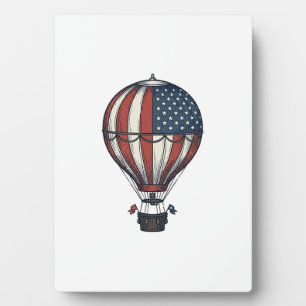Vintage Patriotic Hot Air Balloon Shirt Design_1 Plaque