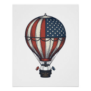 Vintage Patriotic Hot Air Balloon Shirt Design_1 Poster