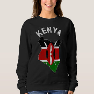 Vintage Patriotic Kenya Flag Map Retro Distressed Sweatshirt