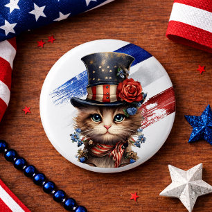 Vintage Patriotic Kitten 3 Cm Round Badge