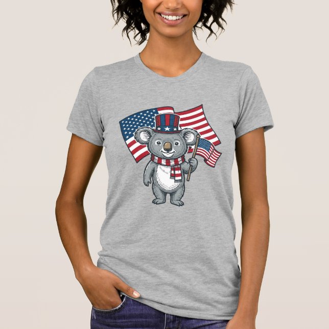 Vintage Patriotic Koala Flag Shirt Design_1 (Front)