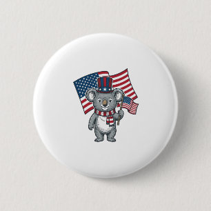 Vintage Patriotic Koala Flag Shirt Design_1 6 Cm Round Badge