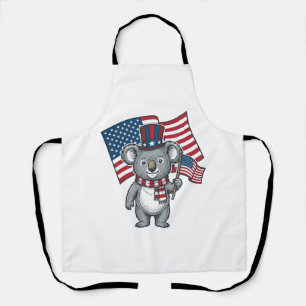 Vintage Patriotic Koala Flag Shirt Design_1 Apron