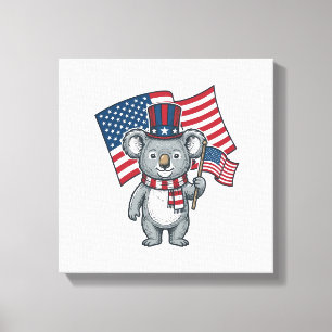Vintage Patriotic Koala Flag Shirt Design_1 Canvas Print