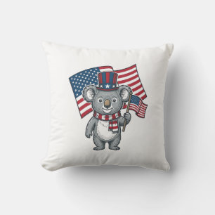 Vintage Patriotic Koala Flag Shirt Design_1 Cushion