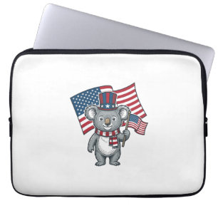 Vintage Patriotic Koala Flag Shirt Design_1 Laptop Sleeve