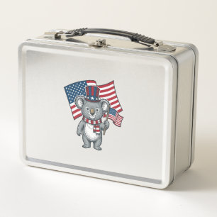 Vintage Patriotic Koala Flag Shirt Design_1 Metal Lunch Box