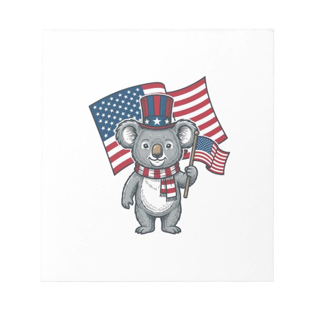 Vintage Patriotic Koala Flag Shirt Design_1 Notepad (Front)