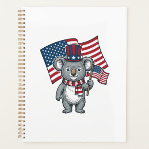 Vintage Patriotic Koala Flag Shirt Design_1 Planner